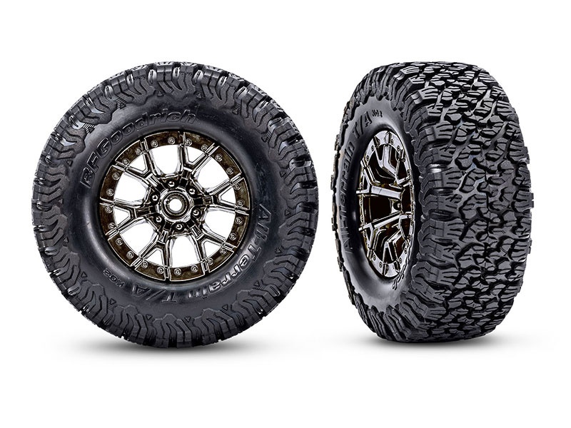 Traxxas BFGoodrich AT KO2 Reifen auf 2.2/3.0 Felge schwarz/chrom (2) Raptor R 4x4 (4WD v/h, 2WD hinten) 10187-BLKCR