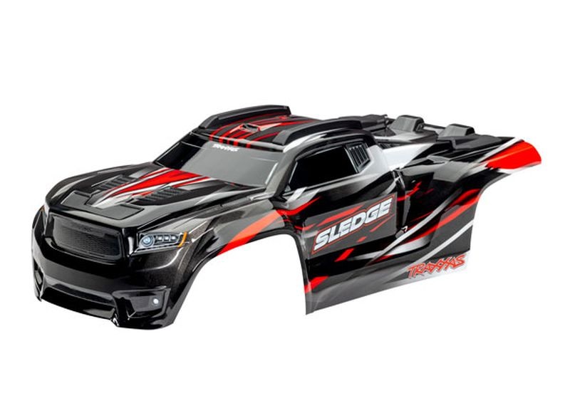 Traxxas Karo SledgeT rot / mit Aufkleberbogen & montierten Clipless- 9511R - Abbildung 1