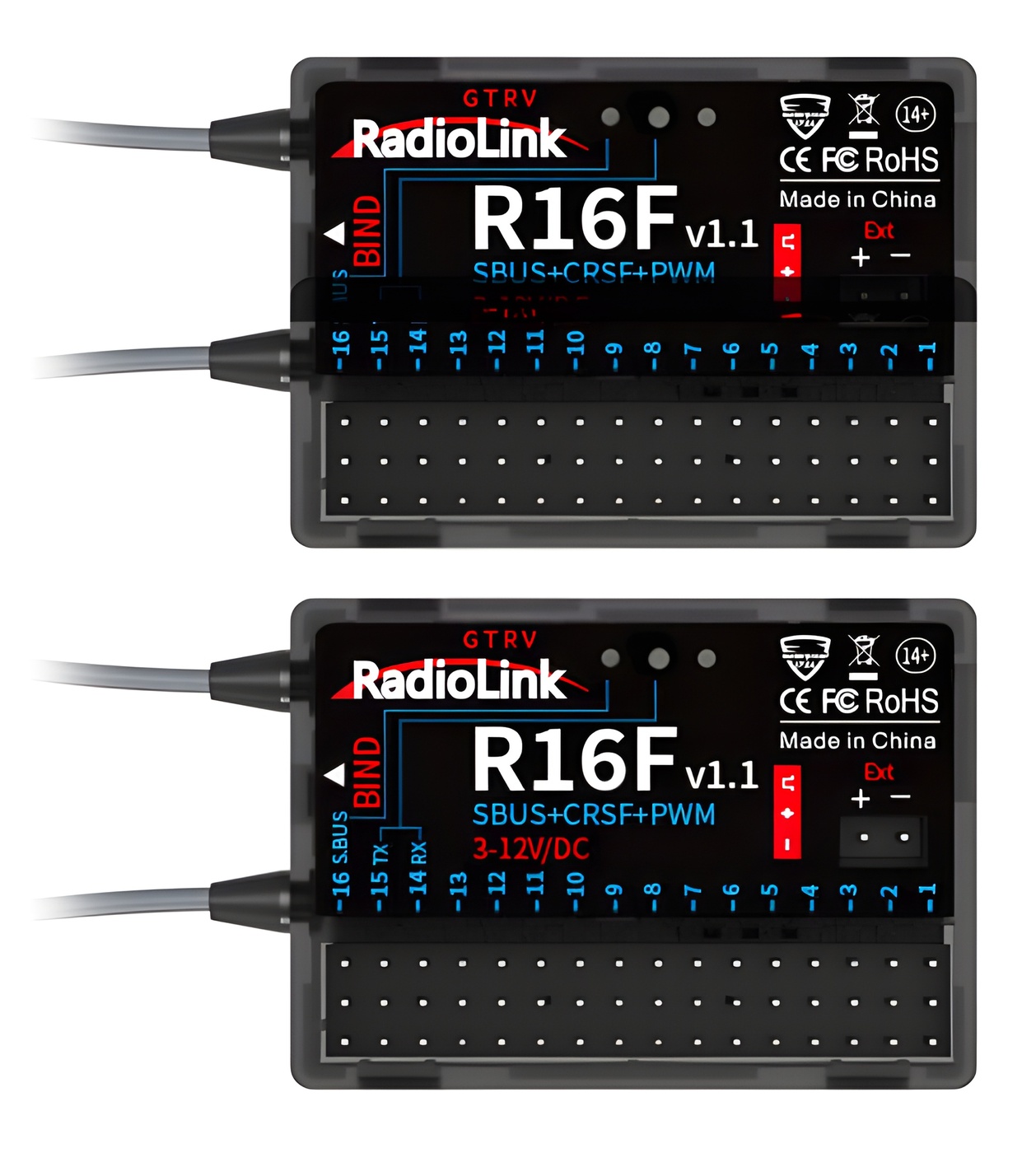 RadioLink T16D Mode-2 RC Sender mit 2x R16F Empänger T16DM2-1