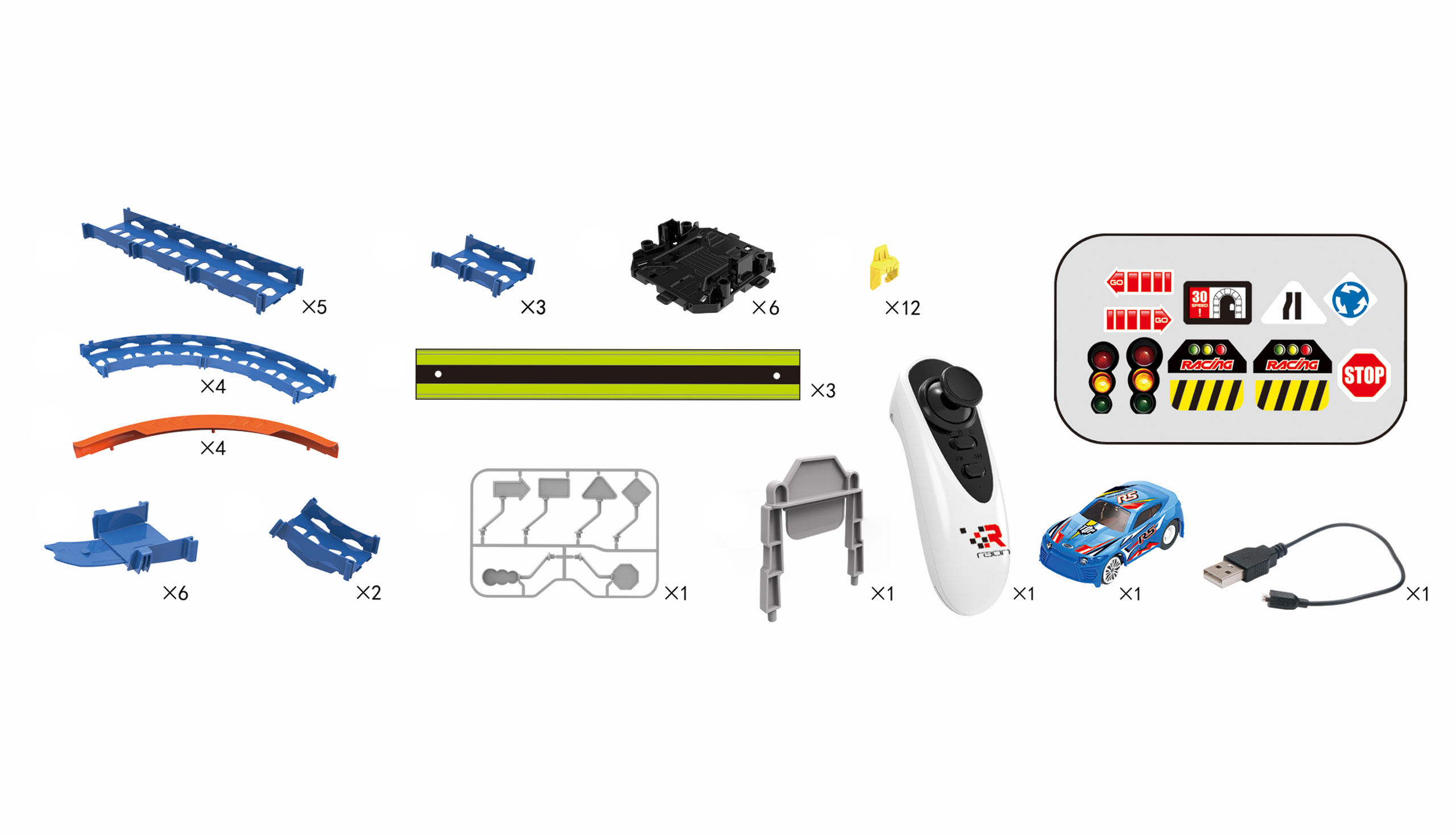 Amewi RC Magic Traxx Glow 50-teilig mit Rennfahrzeug 100673