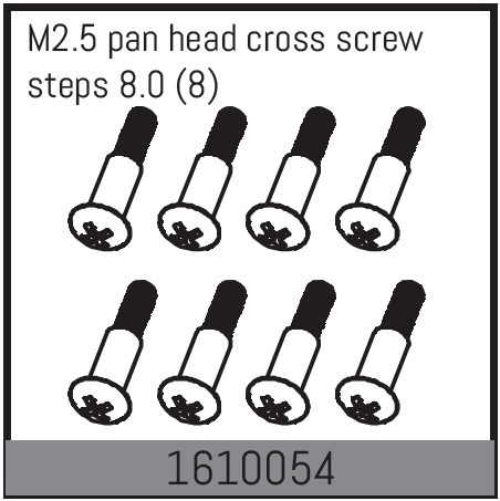 Absima M2.5 pan head cross screw steps 8.0 (8 Pcs.) 1610054