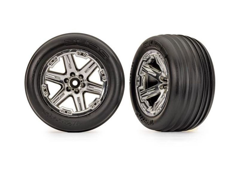 Traxxas Rillen-Reifen auf 2.8 RXT-Felge chrom vorne (2) 2WD Rustler, Stampede 3779