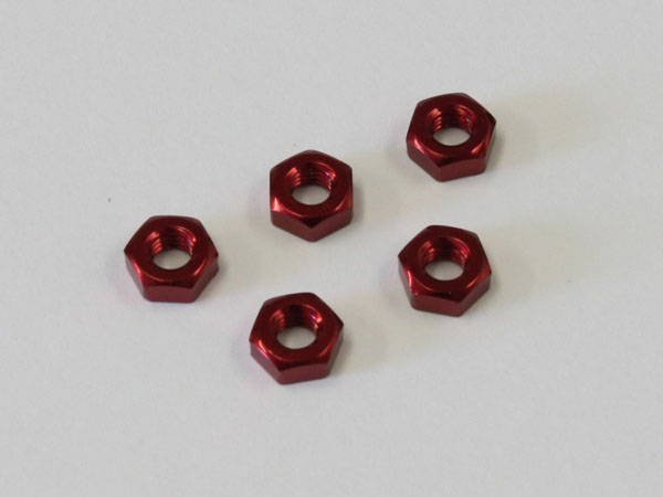 Kyosho MUTTERN M3X2.4MM. (5) ROT/ALU 1-N3024A-R