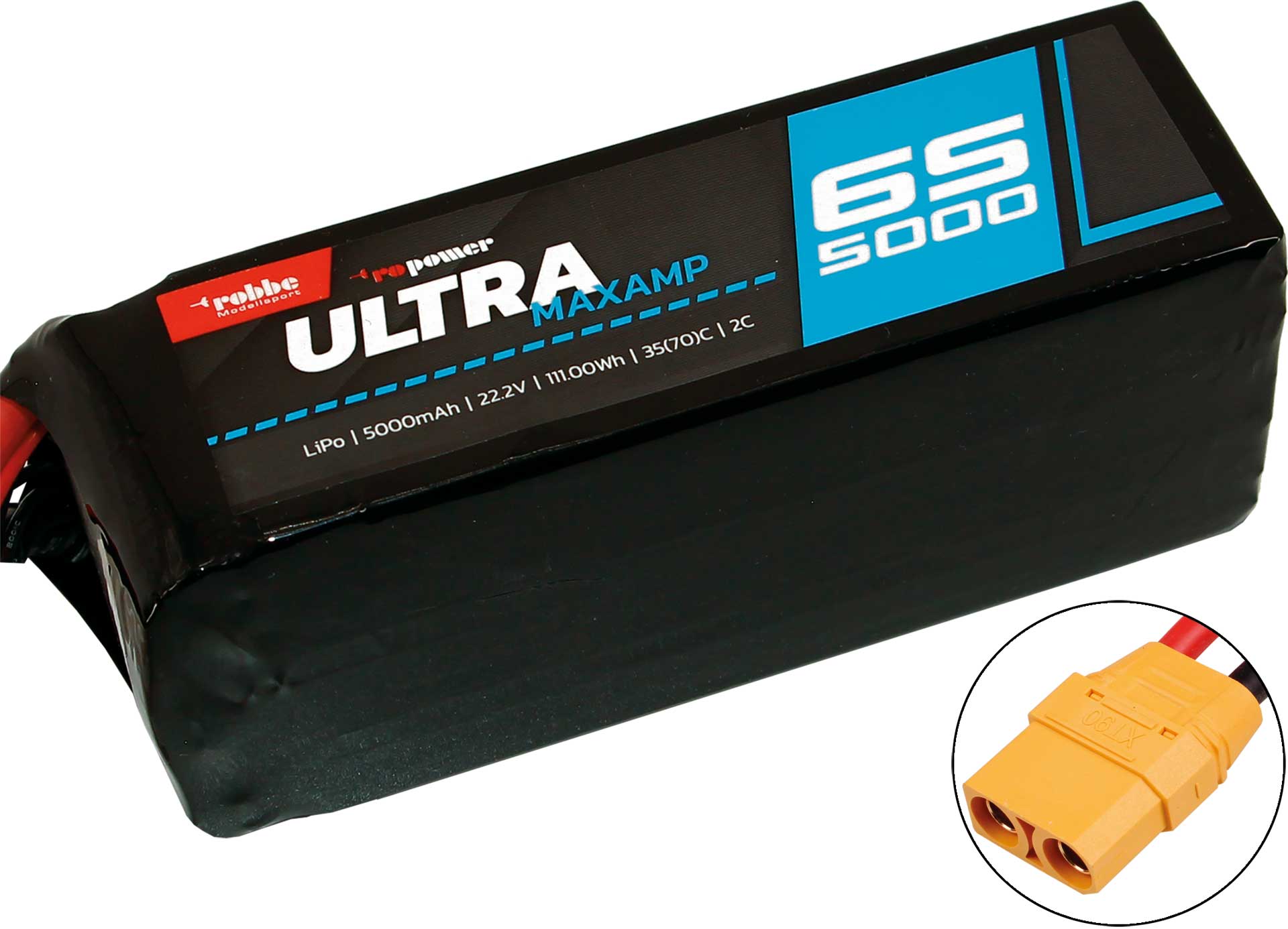Robbe RO-POWER ULTRA MAXAMP 5000MAH 22,2 VOLT 6S 35(70)C LIPO AKKU XT-90 7374