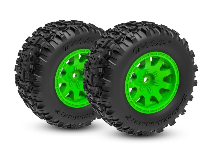 Traxxas Reifen auf Felgen grün Sledgehammer vorne (2) Mini-Maxx 10771-GRN - Abbildung 1