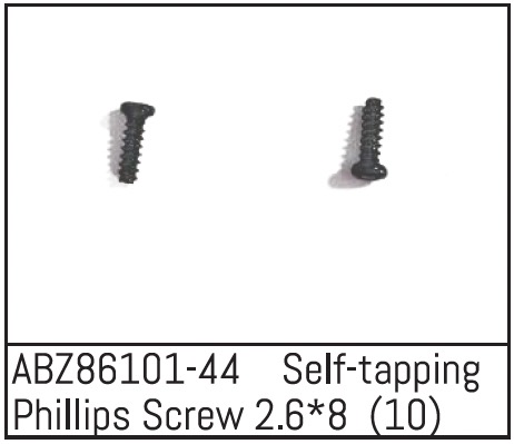 Absima Self-tapping Phillips Screw 2.6*8 - Mini AMT (10) Z86101-44