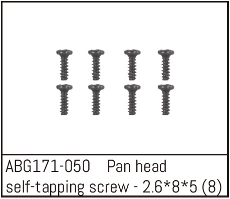 Absima Pan Head Self-tapping Screw M2.6*8*5 (8PCS) ABG171-050