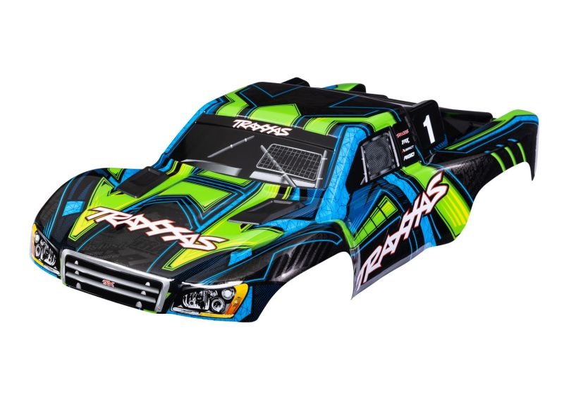 Traxxas Karosserie Slash 4x4 grün/blau mit Aufkleber & Clipless  6844-GRN