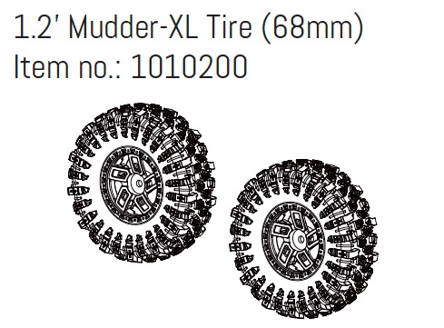 Hobby Plus 1.2"" Wheel Set ""Mudder-XL"" 68mm (4) 240370