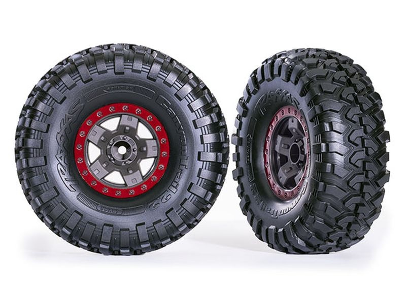 Traxxas Canyon Trail 5.3x2.2 Reifen auf TRX-4 Felgen grau/rot (2) TRX-4 8181-RED