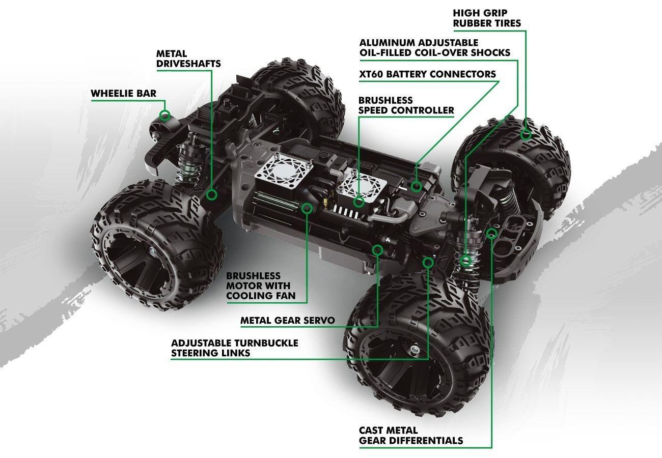 Maverick QBit MT Flux 1/16 4WD Brushless Monstertruck Grün 151006 - Abbildung 4