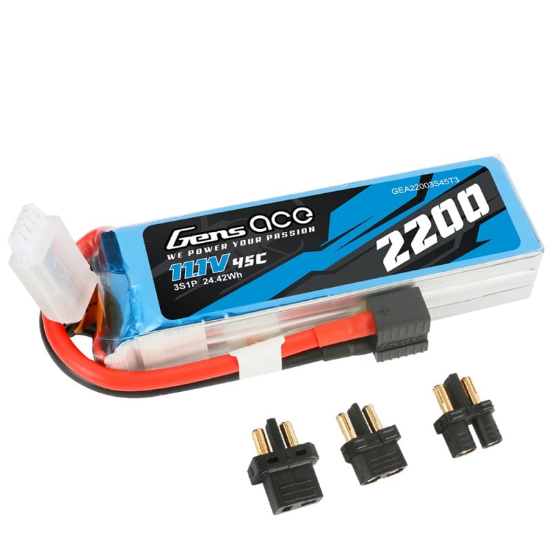 Gens ace Akku Lipo 11,1V 2200mAh 45C 3S1P 106x34x24mm 189g EC3/XT60/T-Plug - Abbildung 1
