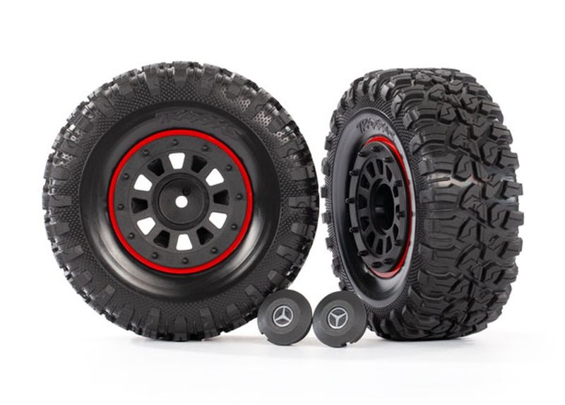 Traxxas Reifen auf Felgen schwarz (2) (benötigt #8255A lange Radachs 8874
