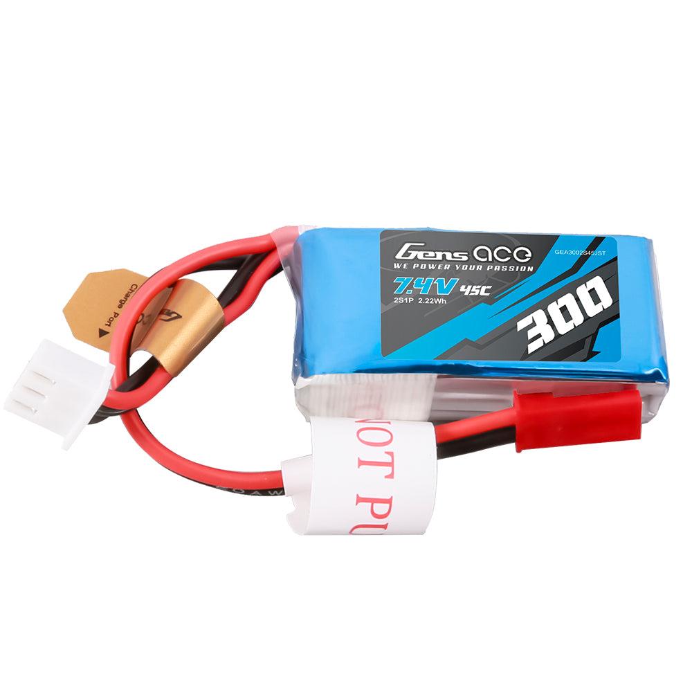 Gens Ace 300mAh 7.4V 45C 2S1P Lipo Akku Pack mit JST-SYP Stecker GEA3002S45JST