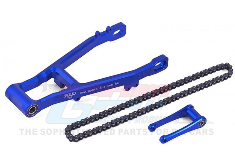 GPM ALU 7075 EXTEND SWING ARM(+30MM)+PULL ROD+CHAIN 1/4 PROMOTO-MX MOTORCYCLE RTR blau MX3057B