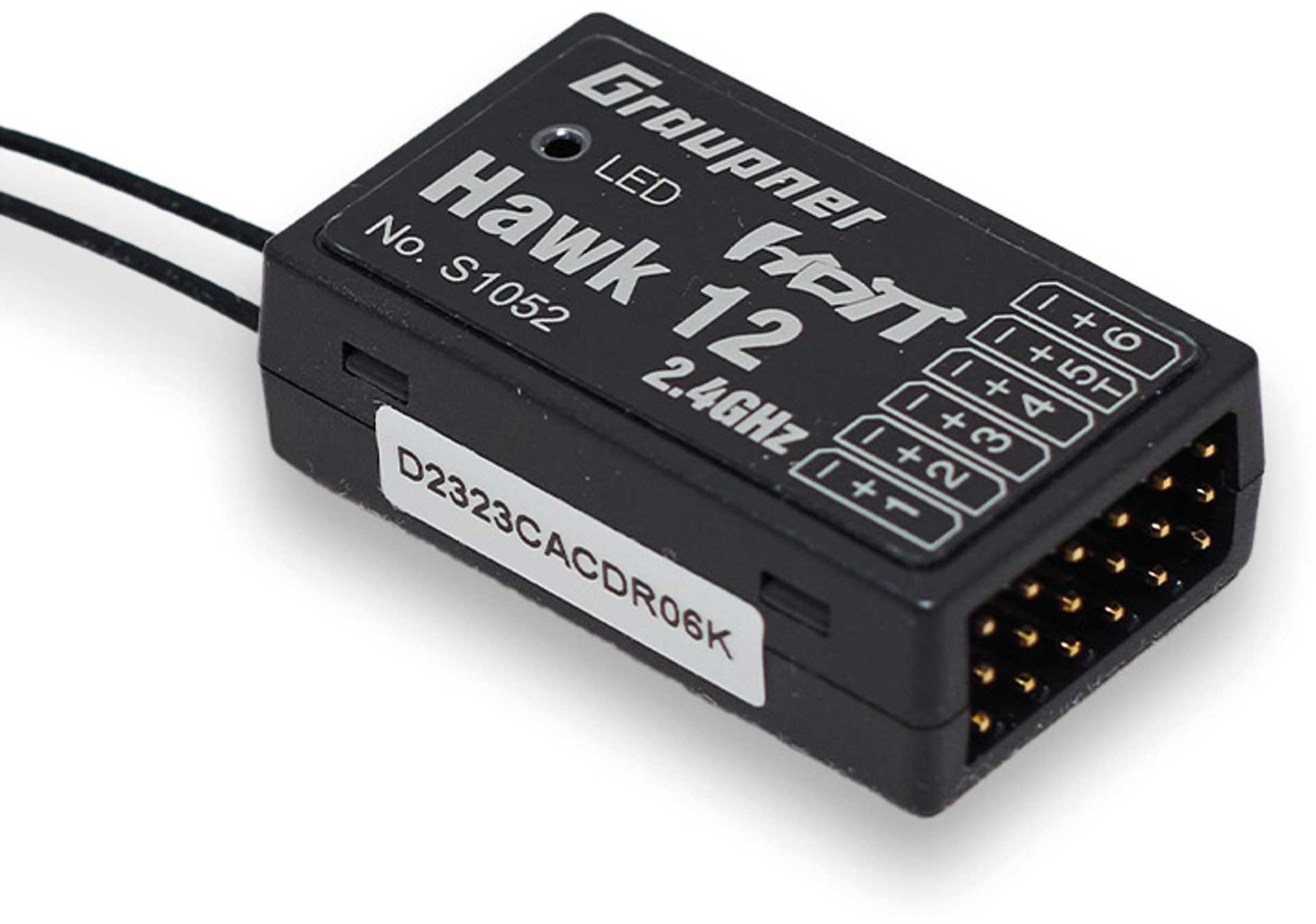GRAUPNER Hawk 12 HoTT Empfänger mit 3-Achs-Gyro und Vario (6-Kanal) S1052