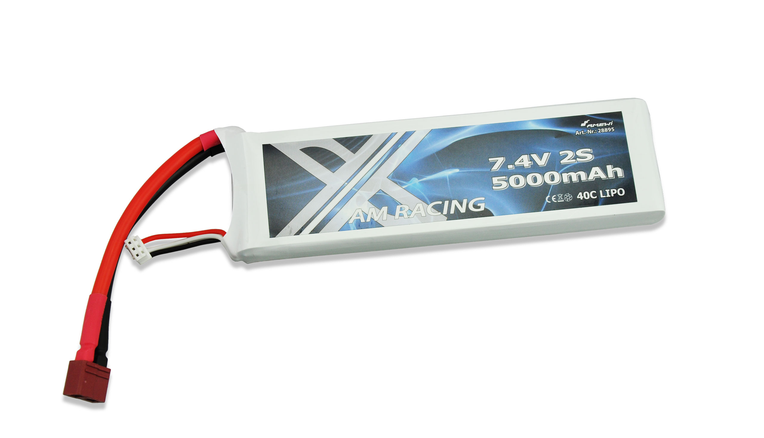 Amewi 7,4V 5000mAh 40C LiPo,Dean,Bullet V2,US One V2,Sea Fire brushless,Police Marine 28895