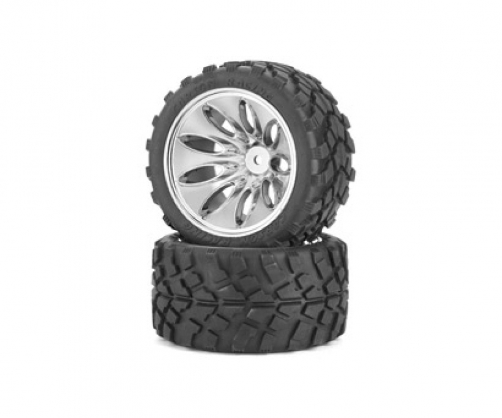 Carson 00047 1:10 Reifen-/Felgen Set Truggy Chrom 500900047