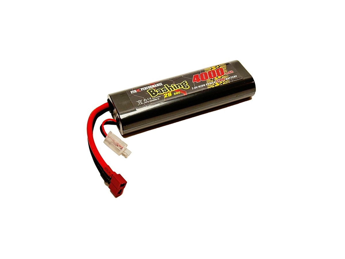 Pink Performance Bashing LiPo Akku 2S 7.4V-4000-50C (Deans) 139x47x25mm 240g Roundcase PP3-2S4000-D
