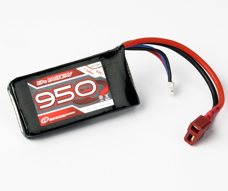 R05264 LiPo Akku 950mAh 2S 25C T-Stecker (13x35x70)