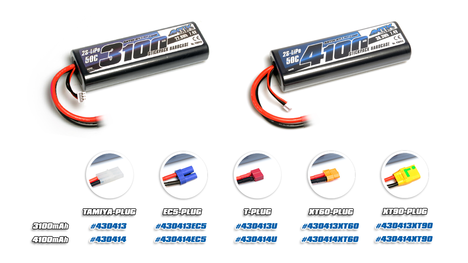 ANTIX by LRP 4100 7.4V 50C LiPo Car Stickpack Hardcase Tamiya Plug