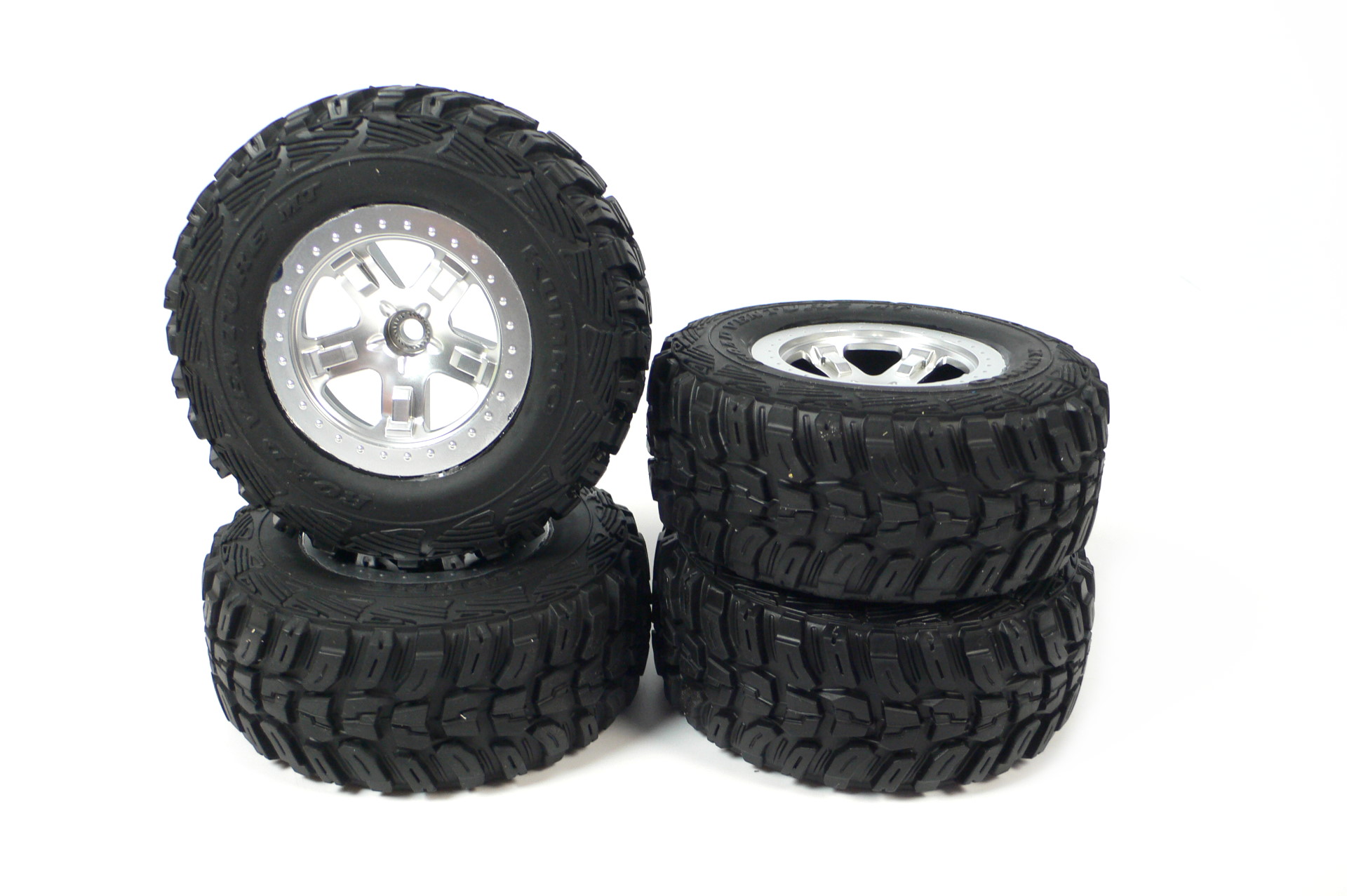 Traxxas Slash 2WD VXL SCT Short Course Truck 1:10 Räder Satz Silber Reifen Felgen - Abbildung 1