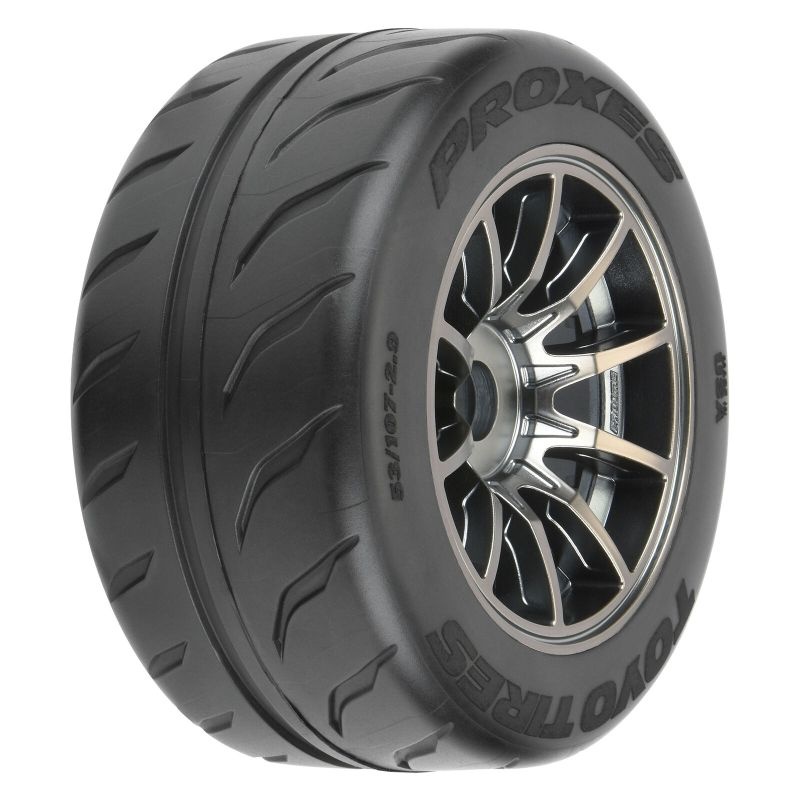 Pro-Line Toyo Proxes R888R 53/107 Belted Straßenreifen (2) 2.9 17mm Spectre-Felge gunmetal für Felony hinten 10200-11