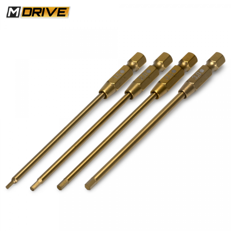 M-DRIVE Power Tool Bits Sechskant Set lang 1.5, 2, 2.5, 3mm MD10000