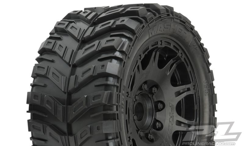 Pro-Line Masher X HP All Terrain Truck Reifen v/h (2) BELTED 5.7 X-MAXX, KRATON 8S auf RAID-Felge schwarz 10176-10