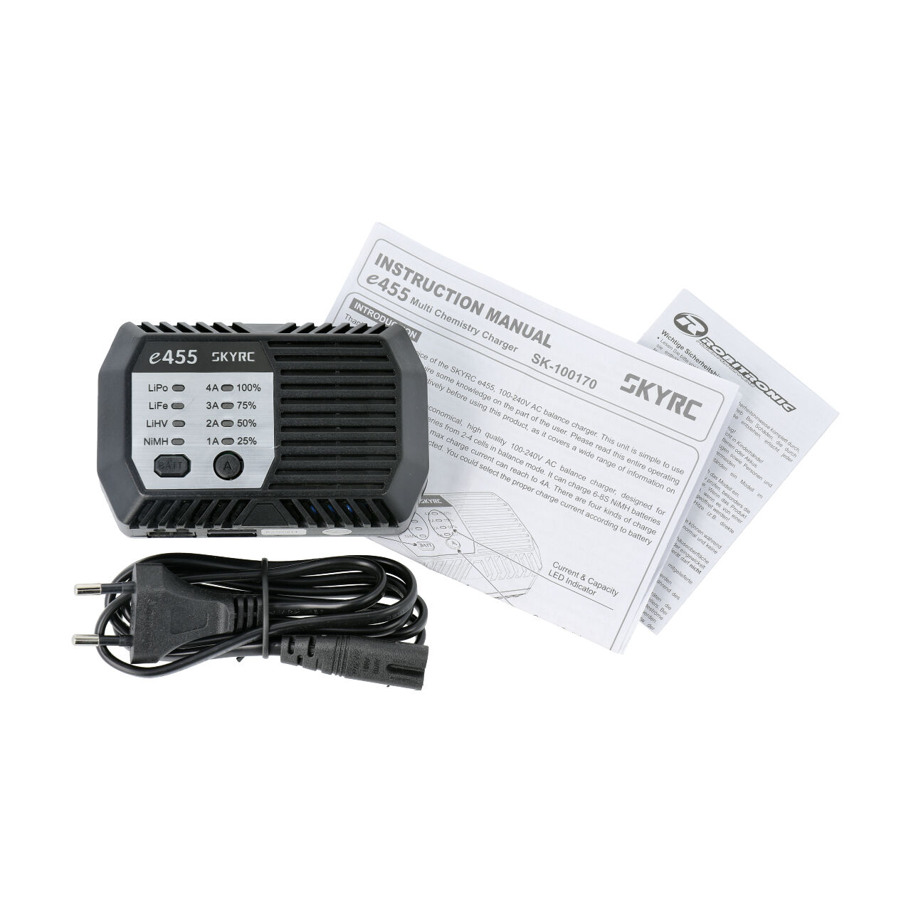 SkyRC e455 AC Ladegerät NiMh 6-8 / LiPo 2-4s 1-4A 50W SK-100170-01