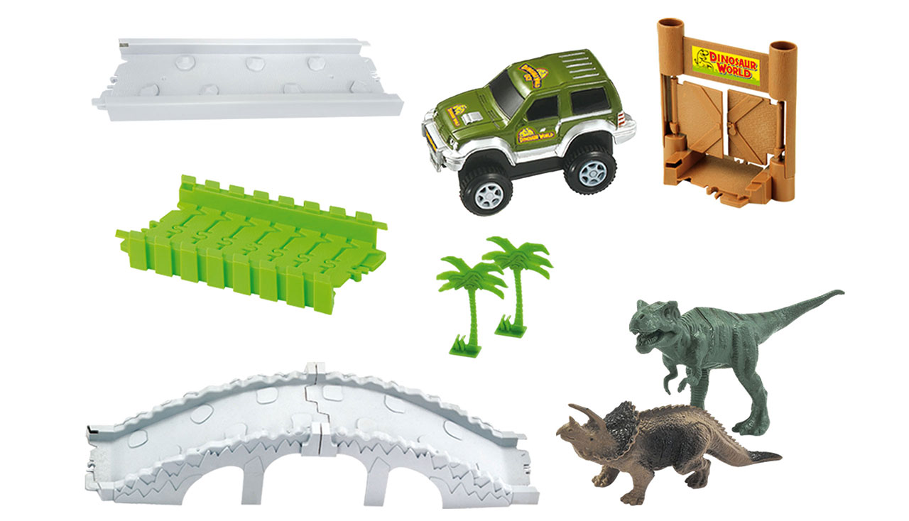 Amewi Magic Traxx Dino-Park, mit Brücke, MiniSet 108-teilig 100652