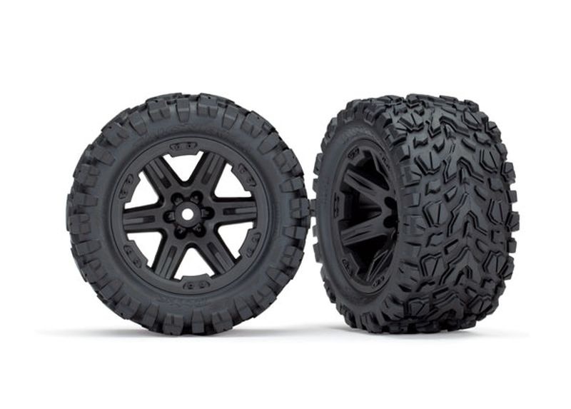 Traxxas 6773 Reifen & Felgen montiert 2.8 (Rustler 4X4) Felgen schwarz (T - Abbildung 1