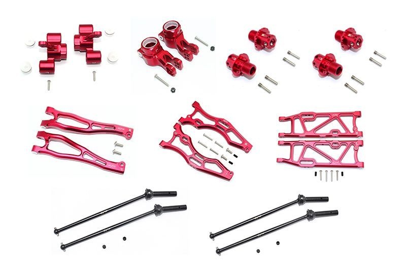 GPM Alu Aufhängungs-Set mit CVD, Hex 13mm v/h rot ARRMA Kraton, Outcast, Notorius 6s MAK456212213R