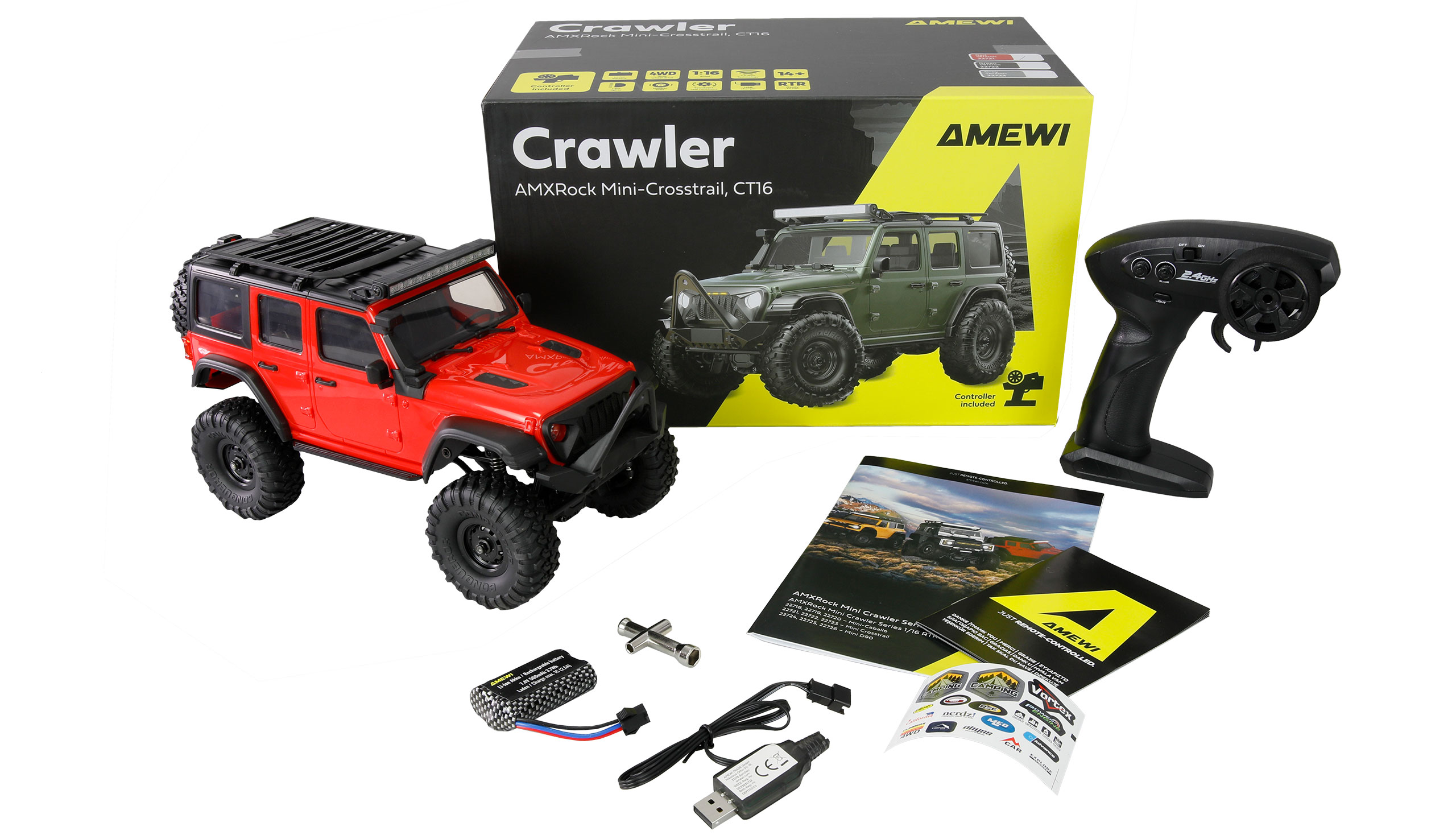 Amewi AMXRock Mini-Crosstrail Scale Crawler 4WD 1:16 RTR rot 22721