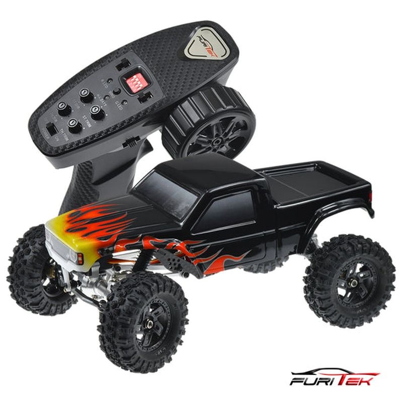 FURITEK Cayman Pro V2 4X4 1/18 mit TX/RX schwarz mit Flammen Brushless 1/18 RC Premium Crawler FUR-2520