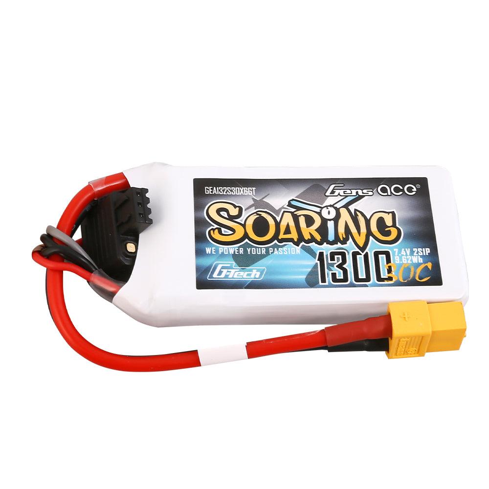 Gens Ace G-Tech Soaring 1300mAh 7.4V 30C 2S1P Lipo Akku Pack mit XT60 Stecker GEA132S30X6GT