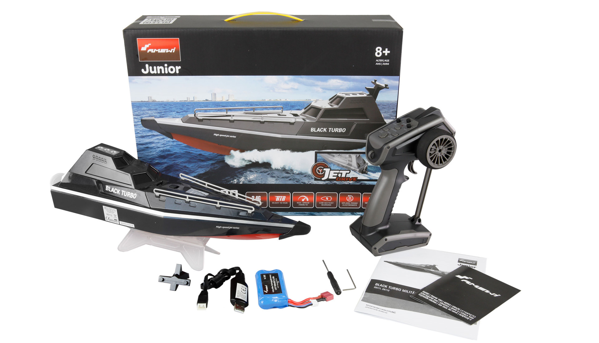 Amewi Black Turbo Militärboot mit Jetantrieb 420mm RTR schwarz 26112 - Abbildung 7