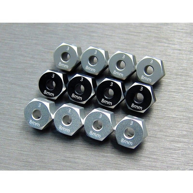 SAMIX Alum. Hex Adapter (8mm) 4 Stk. für Axial SCX10-3 SCX3-6063-8