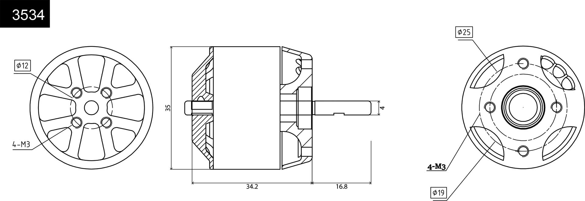 Robbe RO-POWER TORQUE 3534 500 K/V NAVY Motor 5821NAVY