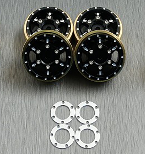 SAMIX Beadlock Felgen-Set Alu & Messing / einstellbares Offset (4) für Axial SCX24 SCX24-6670