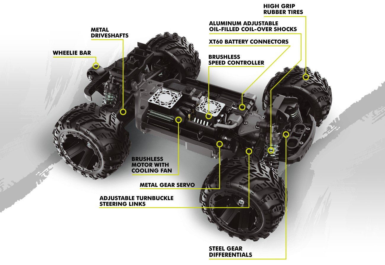 Maverick QBit MT Pro 1/16 4WD Brushless 3S Monstertruck Gelb 151002 - Abbildung 4