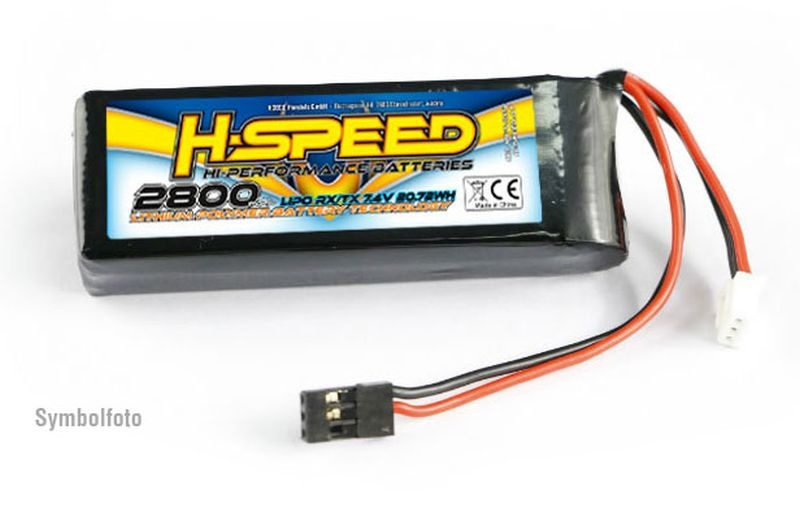 H-SPEED 2S 2800mAh 7.4V RX/TX LiPo Akku HSPLI002 - Abbildung 1