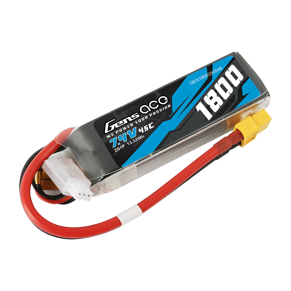 Gens ace Soaring LiPo 2S 7.4V-1800-45C (XT60) 90x30x17mm 111g GE1-1800S-2X6