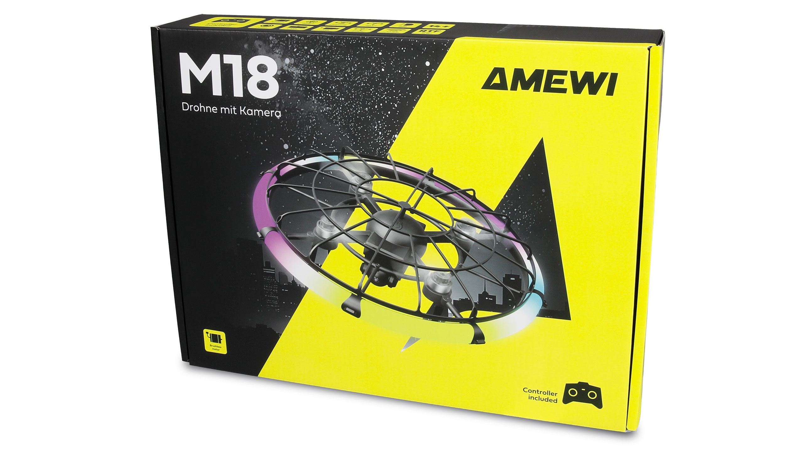 Amewi M18 Brushless-Drohne mit Kamera & LED-Ring RTF 25376