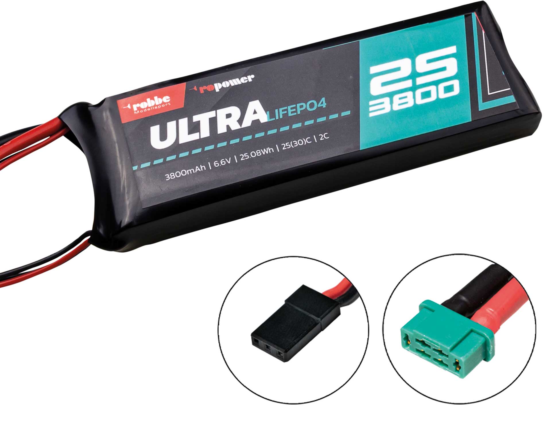 Robbe RO-POWER ULTRA LIFEPO4 3800MAH 6,6V 25(30)C 2S LIFEPO4 Akku MPX/JR/XH Stecker 7415