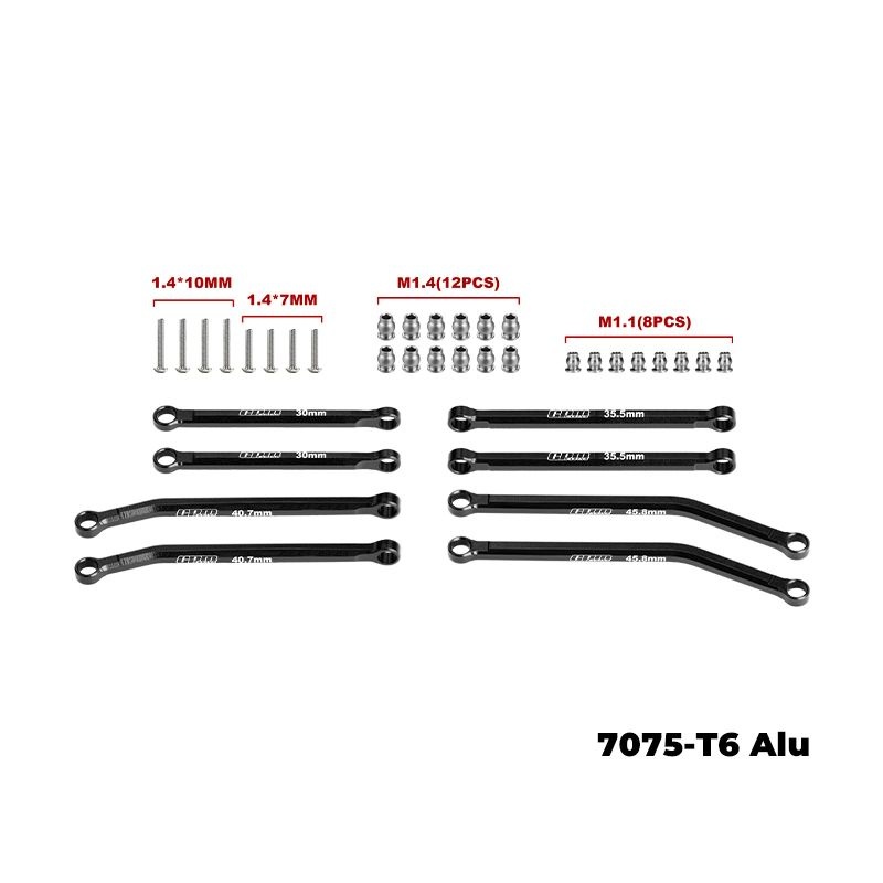 GPM Alu Link-Set schwarz AXIAL 1/30 SCX30 FORD BRONCO/JEEP WRANGLER/CH SCX30/160BK