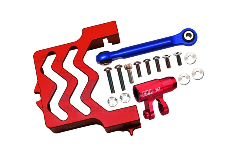 GPM Servo-Halter, Saver 25T & Lenkstange 6061-T6 Alu rot Traxxas XRT