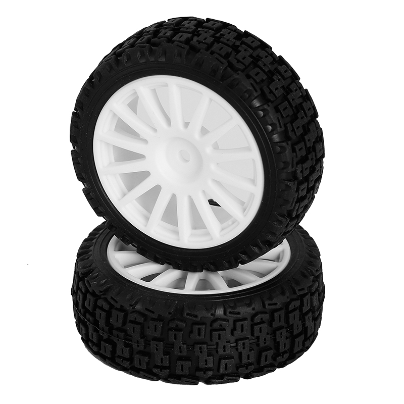 LC Racing Rally Reifen mit Felgen 25mm mit 14 Speichen weiß 2 Stück LC8039