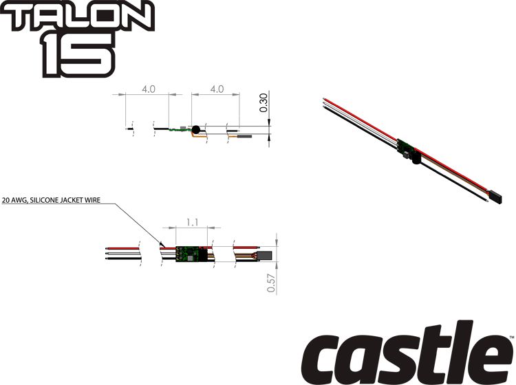 Castle Talon 15 - 2-4S 15A 3A-BEC ESC 010-0129-00