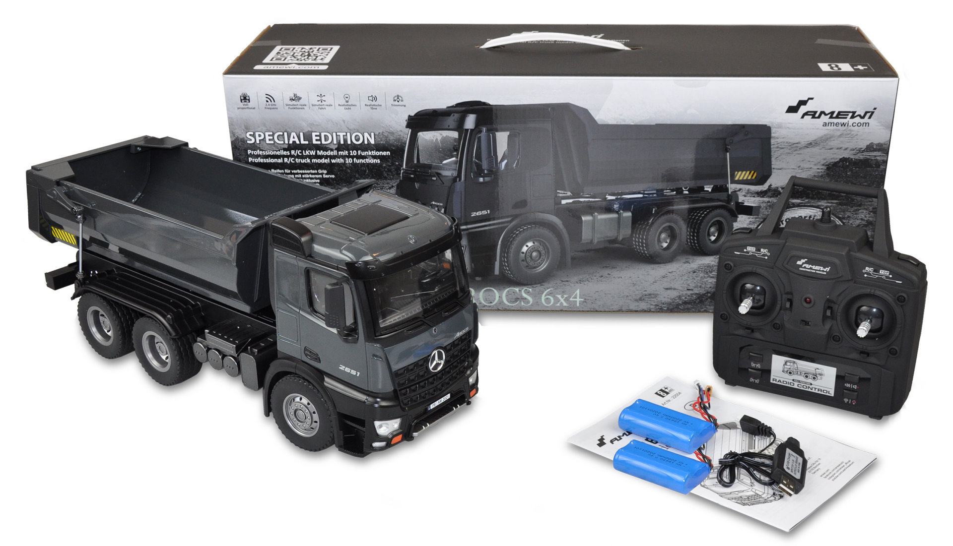 Amewi Mercedes Benz Arocs LKW Kipper PRO V2 Metall 2,4GHz RTR grau 22504 - Abbildung 6